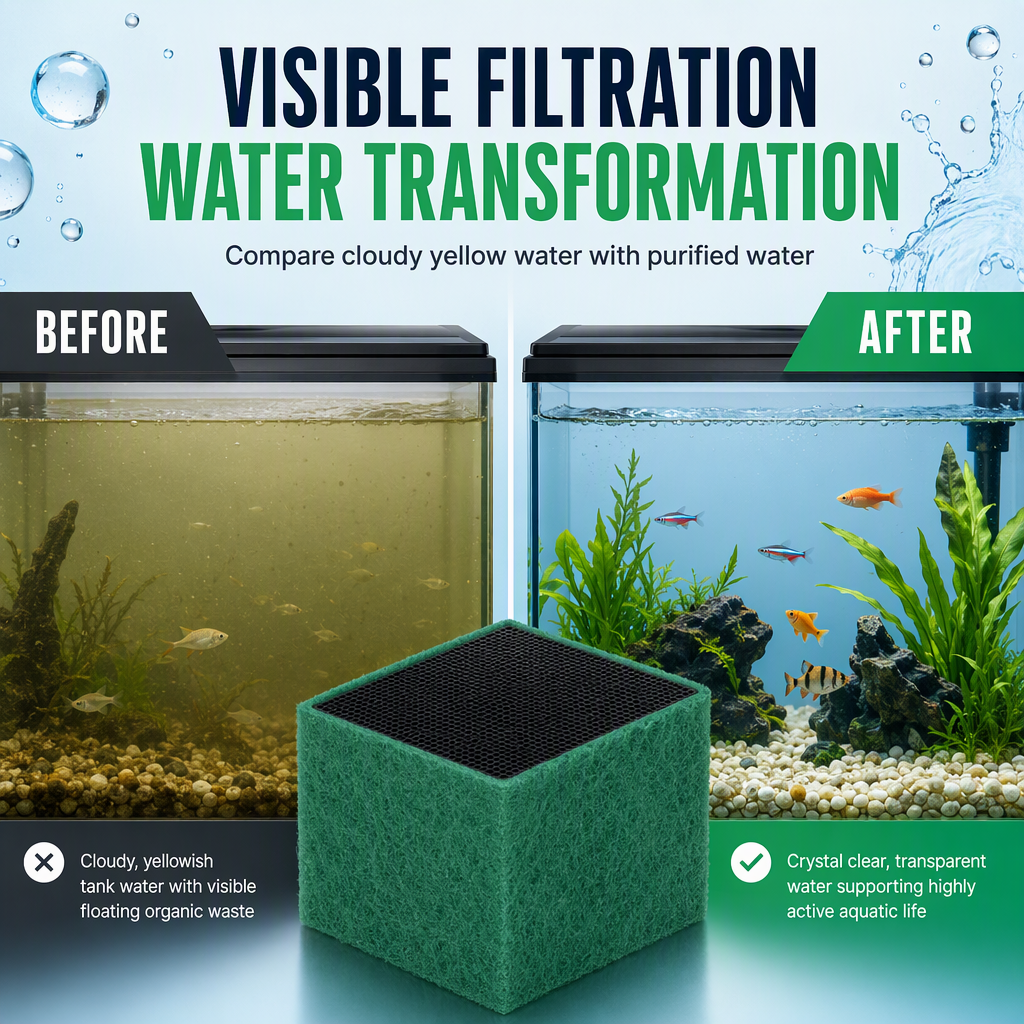 🐠 Activated Carbon Filter Cube for Aquariums – Cleaner, Clearer Water
